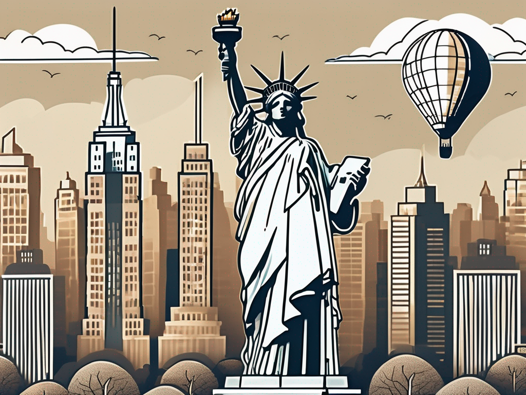 Iconic new york landmarks such as the statue of liberty