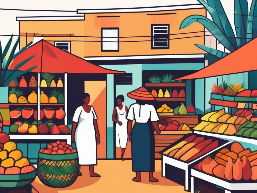 A vibrant dominican market scene